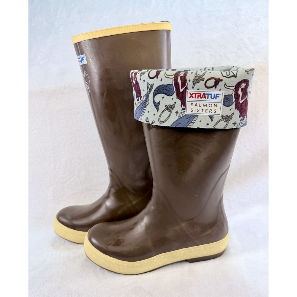 XTRATUF Salmon Sisters Women's 15 Legacy Rubber Boots Size 7 Mermaid Life NWOT